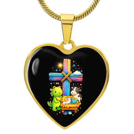 Nativity Manger Heart Necklace – Christian Gift for Kids