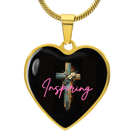 Inspiring Heart Cross Graphic Heart Necklace – Christian Gift for Women