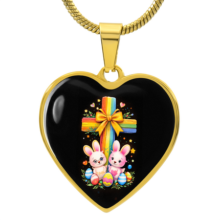 Easter Bunnies Heart Necklace – Christian Gift for Kids