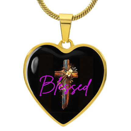Inspiring Heart Cross Graphic Heart Necklace – Christian Gift for Women