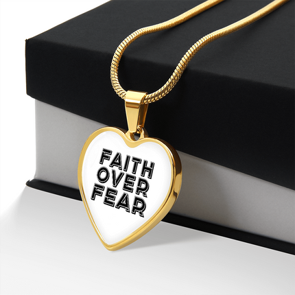Faith Over Fear Heart Necklace – Christian Gift for Women