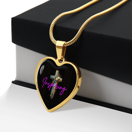 Inspiring Heart Cross Graphic Heart Necklace – Christian Gift for Women