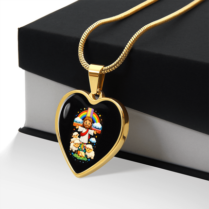 Jesus With the Sheep Heart Necklace – Christian Gift for Kids