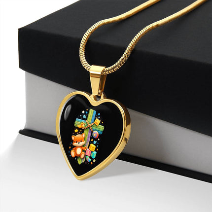 Kitten & ABC Blocks Heart Necklace – Christian Gift for Kids