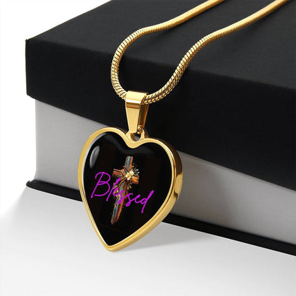 Inspiring Heart Cross Graphic Heart Necklace – Christian Gift for Women