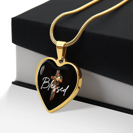 Inspiring Heart Cross Graphic Heart Necklace – Christian Gift for Women