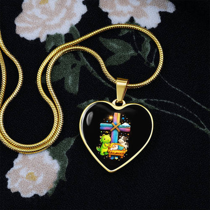 Nativity Manger Heart Necklace – Christian Gift for Kids
