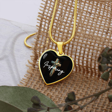 Inspiring Heart Cross Graphic Heart Necklace – Christian Gift for Women