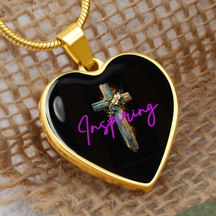 Inspiring Heart Cross Graphic Heart Necklace – Christian Gift for Women
