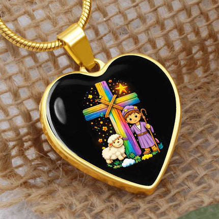 Little Shepherd & Lamb Heart Necklace – Christian Gift for Kids