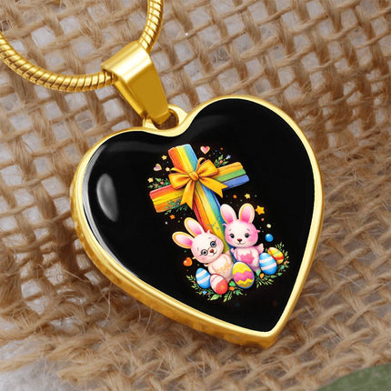 Easter Bunnies Heart Necklace – Christian Gift for Kids