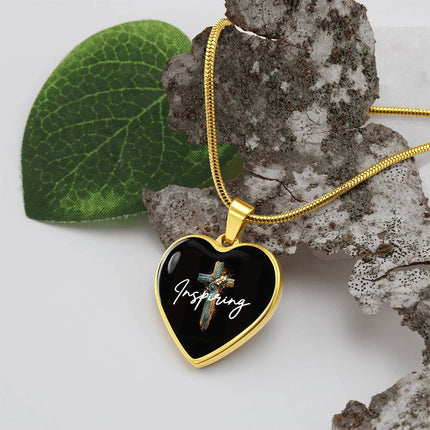 Inspiring Heart Cross Graphic Heart Necklace – Christian Gift for Women