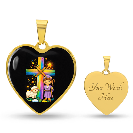 Little Shepherd & Lamb Heart Necklace – Christian Gift for Kids