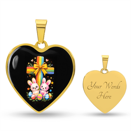 Easter Bunnies Heart Necklace – Christian Gift for Kids
