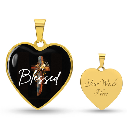 Inspiring Heart Cross Graphic Heart Necklace – Christian Gift for Women