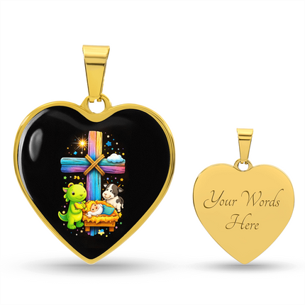 Nativity Manger Heart Necklace – Christian Gift for Kids