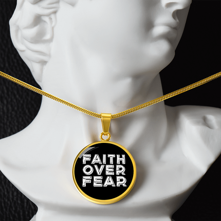 Faith Over Fear Graphic Circle Necklace – Christian Gift