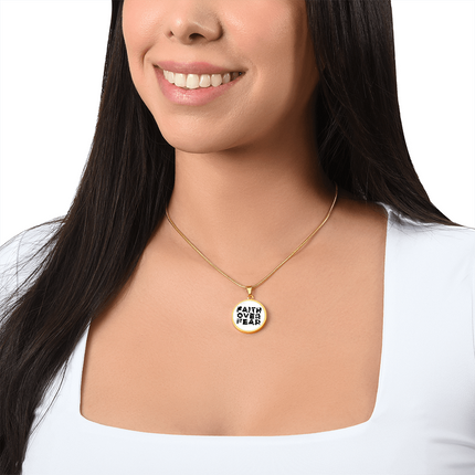 Faith Over Fear Circle Necklace – Christian Gift for Women