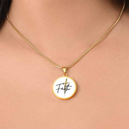 Faith Cross Gold Christian Necklace | Luxury Graphic Circle Pendant