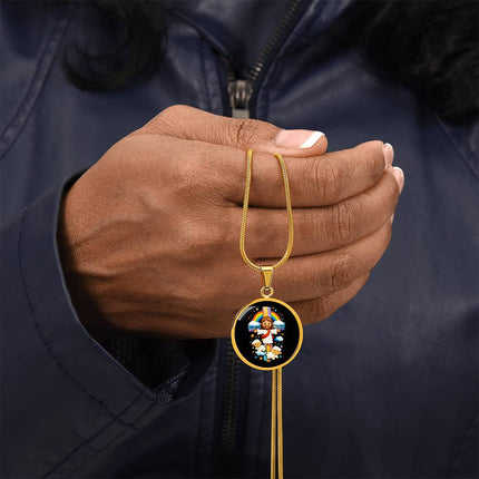 Jesus & Little Lambs Circle Necklace – Christian Gift for Kids