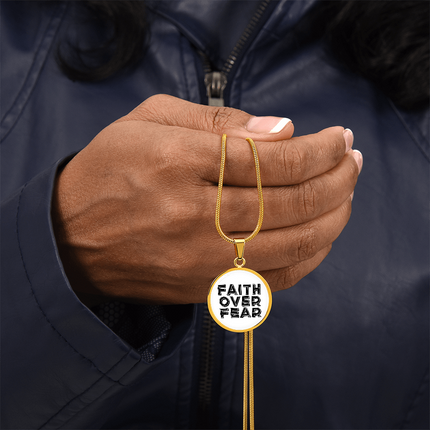 Faith Over Fear Circle Necklace – Christian Gift for Women