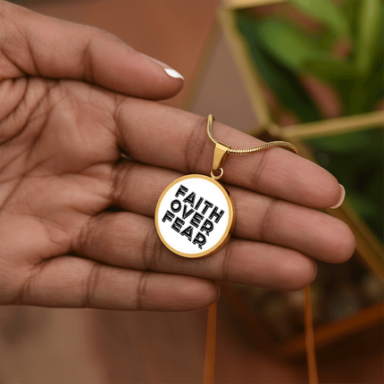 Faith Over Fear Circle Necklace – Christian Gift for Women