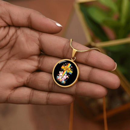 Easter Bunnies Circle Necklace – Christian Gift for Kids