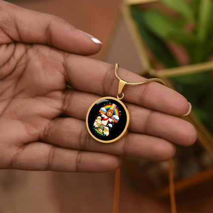 Jesus With the Sheep Circle Necklace – Christian Gift for Kids