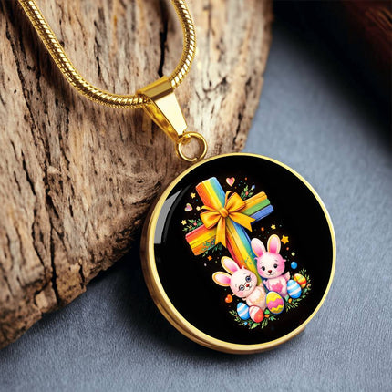 Easter Bunnies Circle Necklace – Christian Gift for Kids