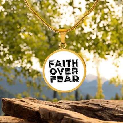 Faith Over Fear Circle Necklace – Christian Gift for Women