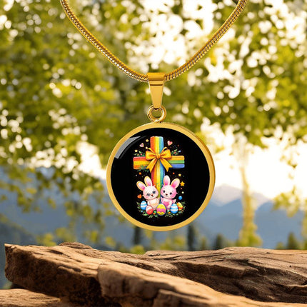 Easter Bunnies Circle Necklace – Christian Gift for Kids