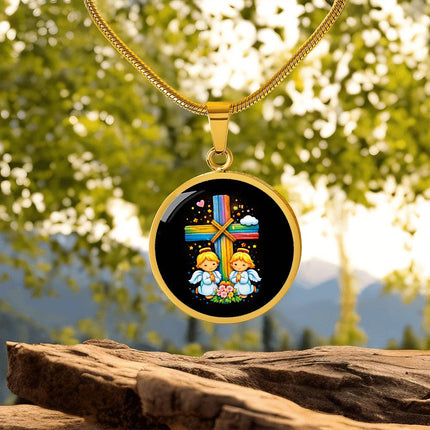 Praying Angels Circle Necklace – Christian Gift for Kids