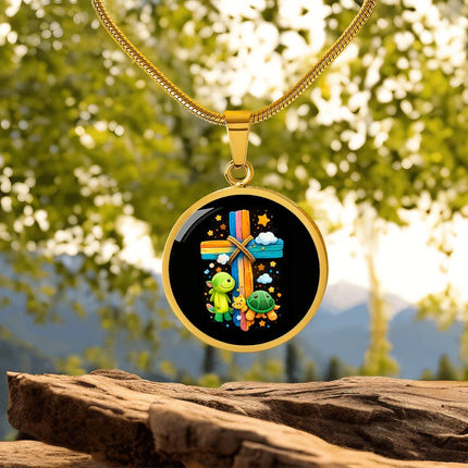 Dinosaur & Turtle Circle Necklace – Christian Gift for Kids
