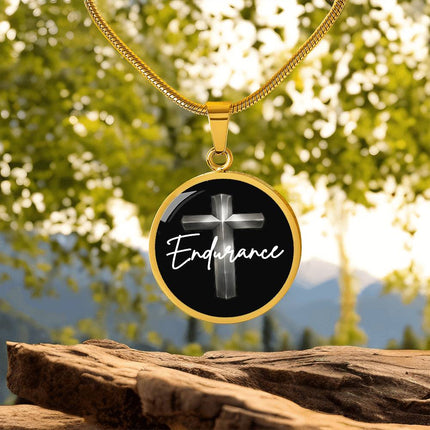 Endurance Cross Circle Pendant Necklace – Christian Gift for Men
