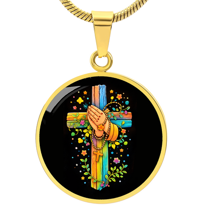 Praying Hands Circle Necklace – Christian Gift for Kids