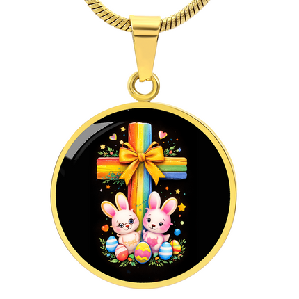 Easter Bunnies Circle Necklace – Christian Gift for Kids