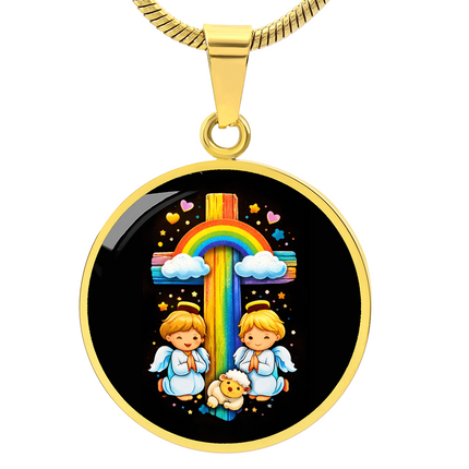 Angels & Lamb Circle Necklace – Christian Gift for Kids