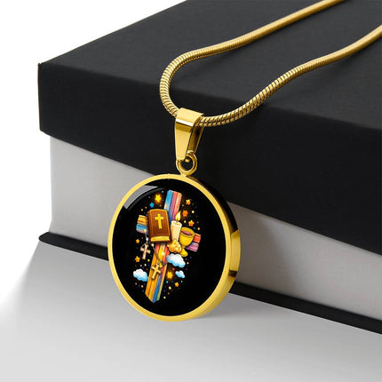 Holy Bible & Chalice Circle Necklace – Christian Gift for Kids