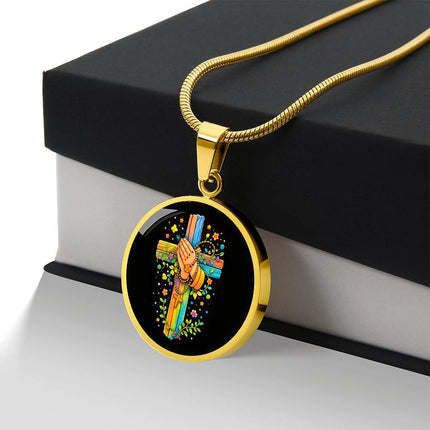 Praying Hands Circle Necklace – Christian Gift for Kids
