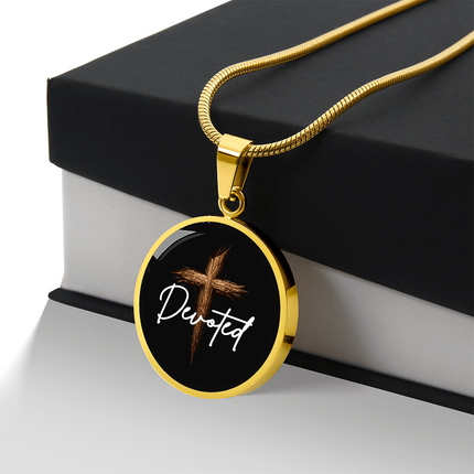 Devoted Cross Circle Pendant Necklace – Christian Gift for Men