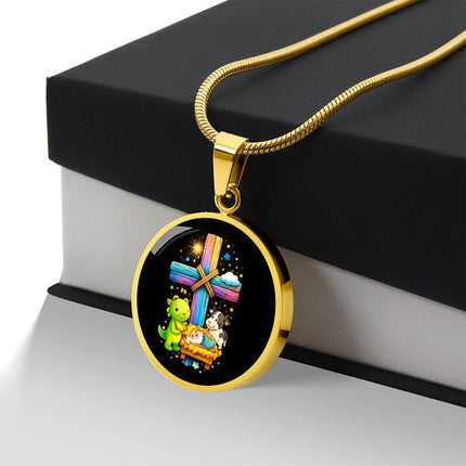 Nativity Manger Circle Necklace – Christian Gift for Kids