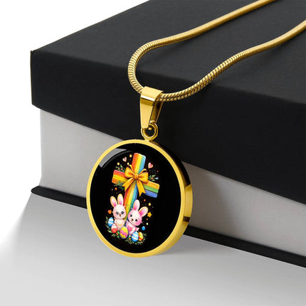 Easter Bunnies Circle Necklace – Christian Gift for Kids