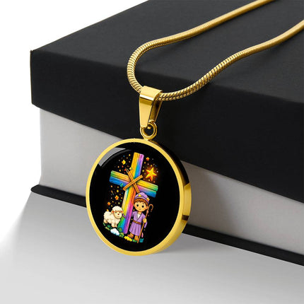 Little Shepherd & Lamb Circle Necklace – Christian Gift for Kids