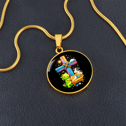 Nativity Manger Circle Necklace – Christian Gift for Kids
