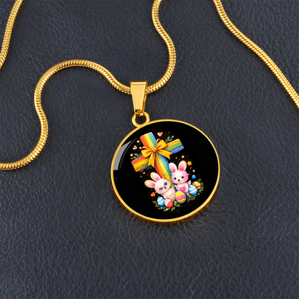 Easter Bunnies Circle Necklace – Christian Gift for Kids