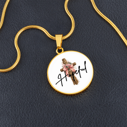 Hopeful Flower Cross Christian Circle Necklace | Mother's Day Gift for Mom | Faith Gift
