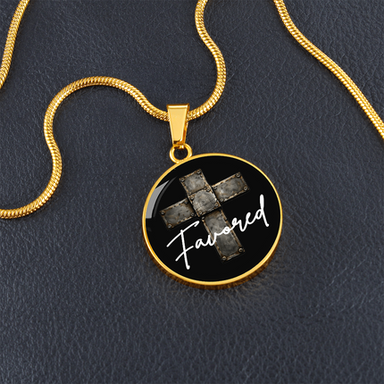 Favored Cross Circle Pendant Necklace – Christian Gift for Men