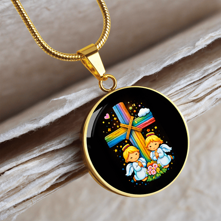 Praying Angels Circle Necklace – Christian Gift for Kids