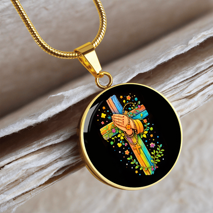 Praying Hands Circle Necklace – Christian Gift for Kids