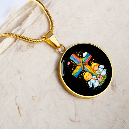 Praying Angels Circle Necklace – Christian Gift for Kids